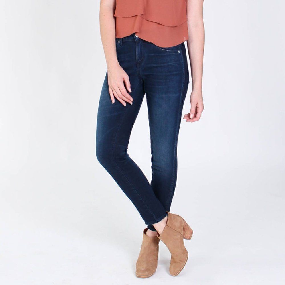 AMO Women's Denim Twist Wash Eclipse Jeans Mid Rise Skinny Cropped Size 26